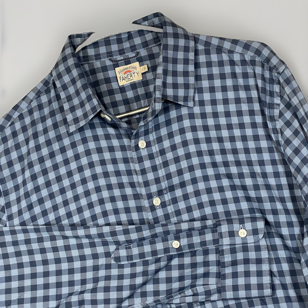 Faherty Men's Large The Movement Button Down Shirt Supima Cotton Checkered